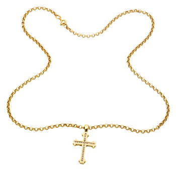 9ct gold 9.6g 18 inch Cross Pendant with chain